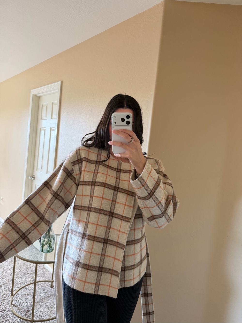 Michael Stars Wool Plaid Wrap Coat in Autumn Colors - Picture 4 of 13